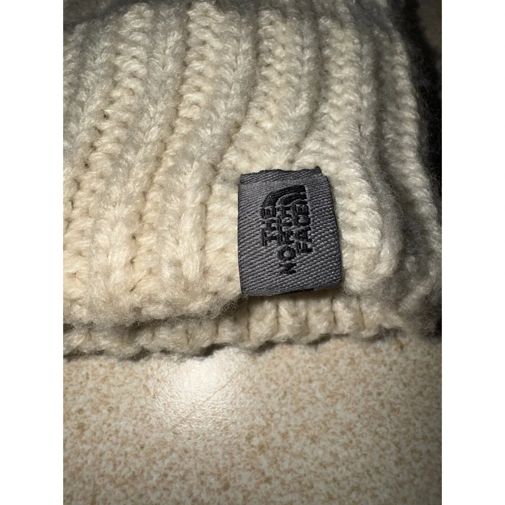 The North Face Womens Knit Beanie Oatmeal Cream Pointelle Ribbed Winter Hat
